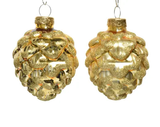 Decoris Pinecone Shiny & Matt Mix Gold 7cm