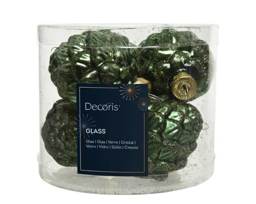 Decoris Pinecone Shiny & Matt Mix Green 7cm 6 Pack