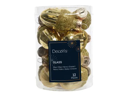 Decoris Acorn Glass Shiny Matt Gold Glitter Mix Light Gold 3cm x 4cm
