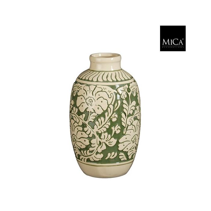 Mica Aylin Ceramic Floral Vase Green 22cm