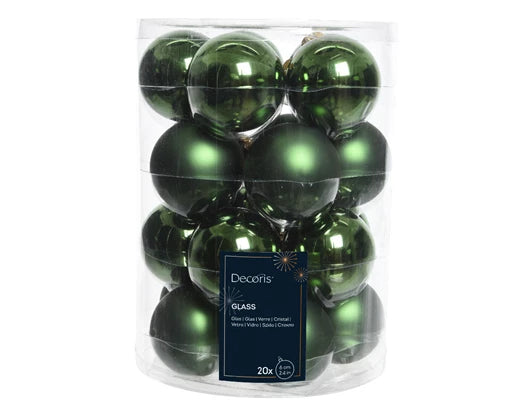 Kaemingk Baubles Glass Shiny & Matt Mix Pine Green 6cm