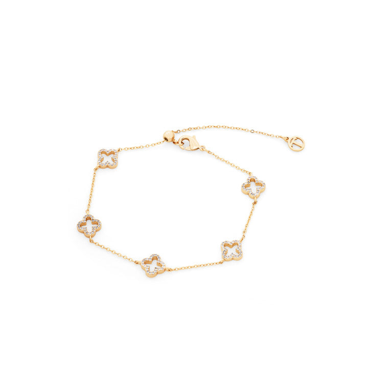 Tipperary Crystal Fleur Collection 5 Cubic Zirconia Inset Fleur Bracelet Gold