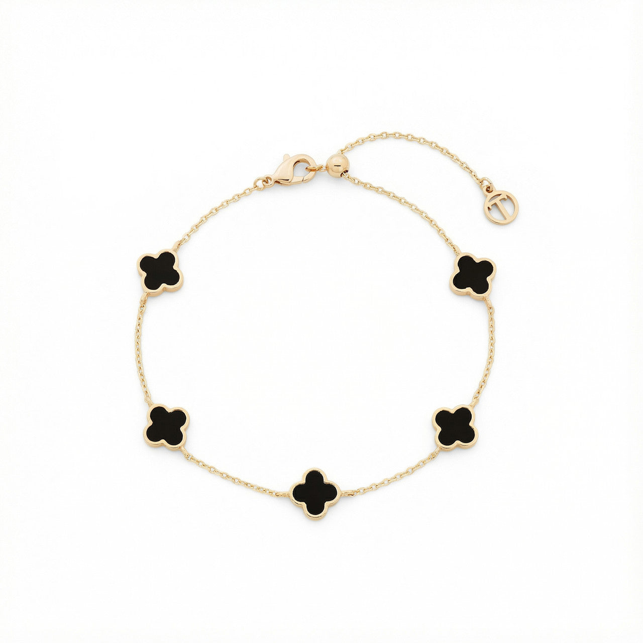Tipperary Crystal Fleur Collection 5 Black Onyx Fleur Bracelet Gold