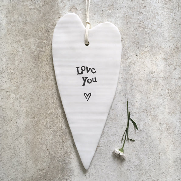 East of India Porcelain Long Heart - Love You