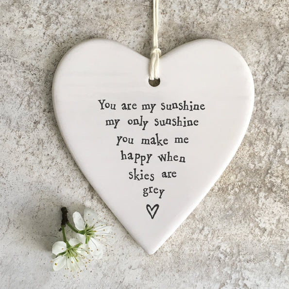 East Of India Porcelain Round Heart You Are My Sunshine