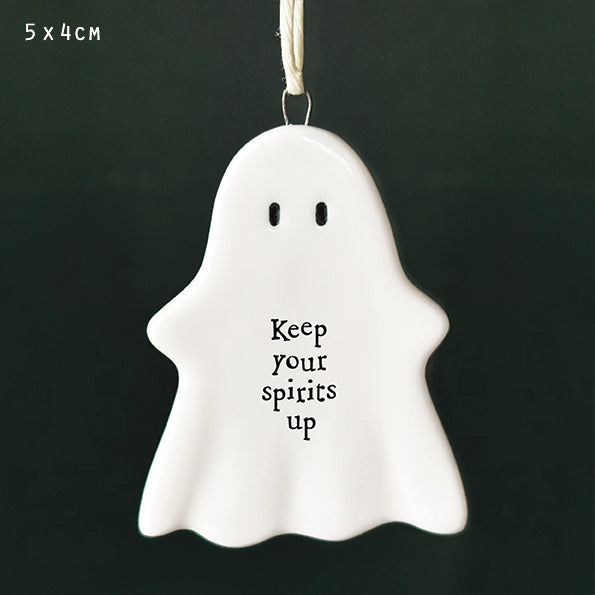 East of India Hanging Ghost Plaque-Keep Your Spirits Up