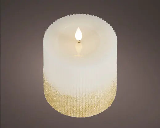 Lumineo LED Wick Candle Wax Pit Resin Fire Flame Effect Indoor Off White & Warm White 13cm