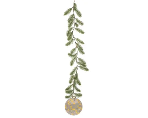 Lumineo Lit Glass Hanging Round Ornament Amber & Classic Warm 14cm