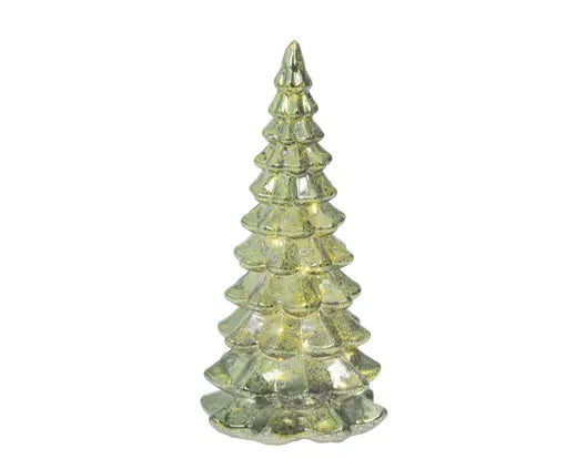 Lumineo Lit Glass Tree Green & Warm White 21cm