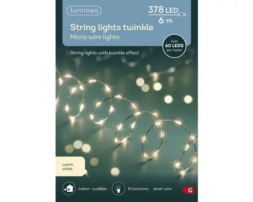 Lumineo Micro Wire Extra Dense Warm White String Lights Indoor/Outdoor 378 LED 600cm
