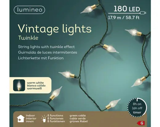 Lumineo Vintage Lights Warm White Indoor/Outdoor 180 LED 1790cm