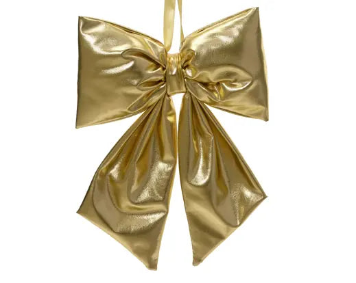 Decoris Shiny Fabric Bow Gold 14cm
