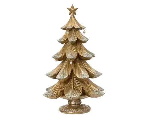 Decoris Fir Tree with Pearls Gold 13cm x 15.5cm x 24cm