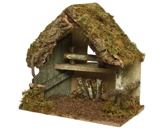 Decoris Nativity Wooden Bark House 30cm x 18cm x 26cm