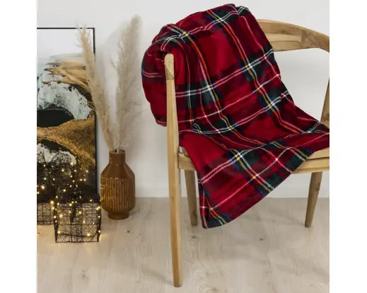 Decoris Throw Flannel Check Red 150cm x 200cm
