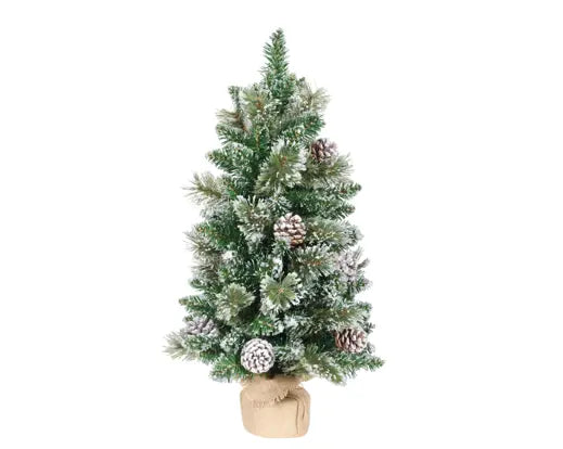 Everlands Victoria Mini Frosted Tree with Pinecones Indoor Green & White 75cm