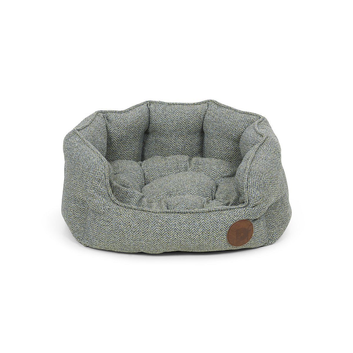 Petface Sage Herringbone Low Oval Pet Bed