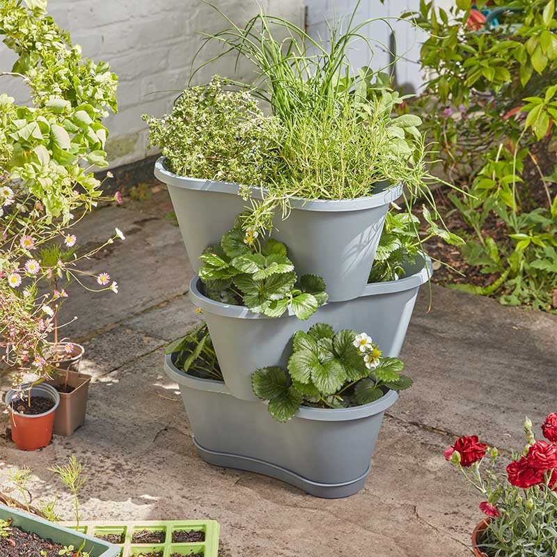 Smart Garden 4 Stackable Planters Slate