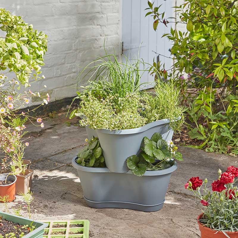 Smart Garden 4 Stackable Planters Slate