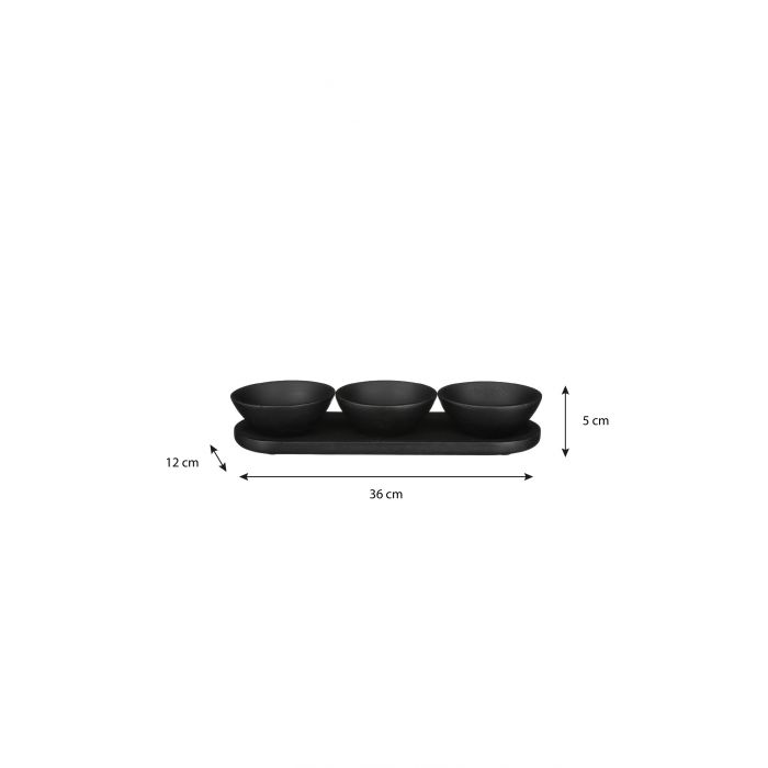 Mica Tomar Bowls on Tray Black