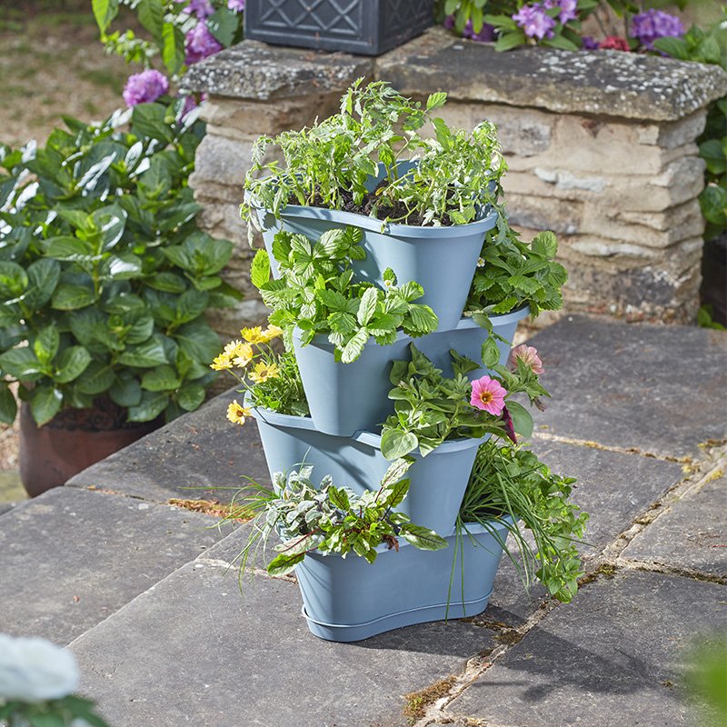 Smart Garden 4 Stackable Planters Slate