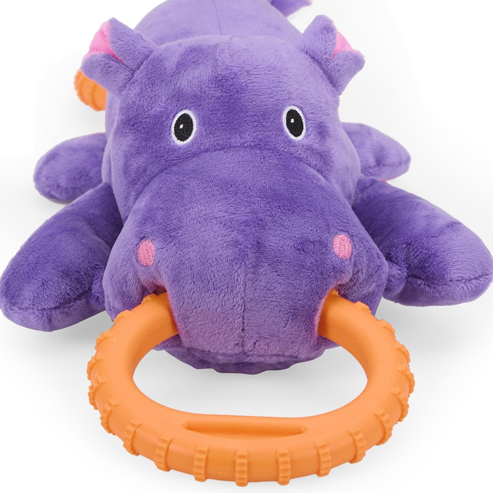 Petface Buddies Hippo Tugger Plush And Rubber Dog Toy
