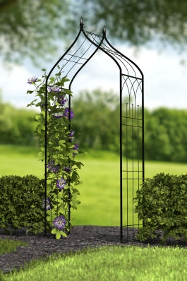 Panacea Ogee Top Garden Arch with Finials Black