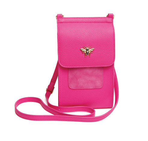Alice Wheeler London Hot Pink Leopard Mini Bloomsbury  Crossbody Bag