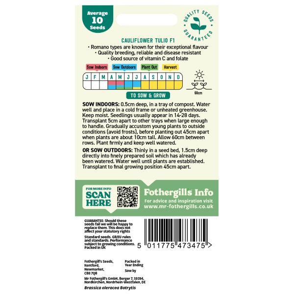Mr Fothergills Cauliflower Tulio F1