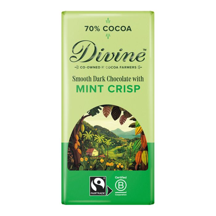 Divine Chocolate 70% Dark Chocolate Mint 90g
