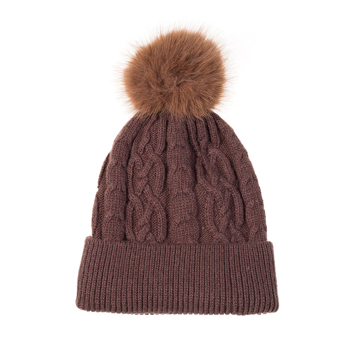 Accessories by Park Lane Pom Hat Cocoa