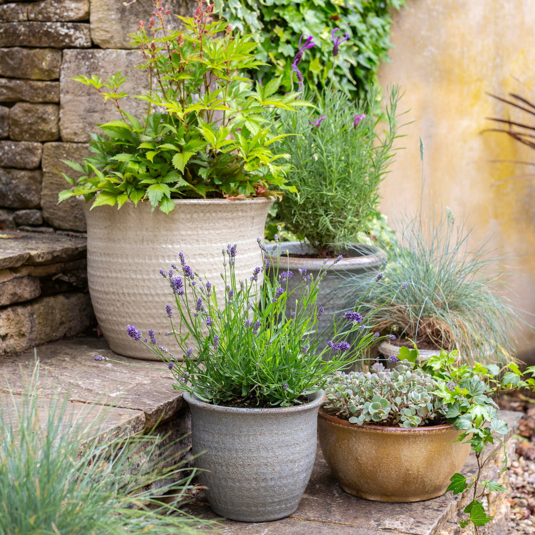 Apta Rustica Cool Grey Glazed Planter
