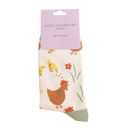 Miss Sparrow Chicks & Hen Socks Cream
