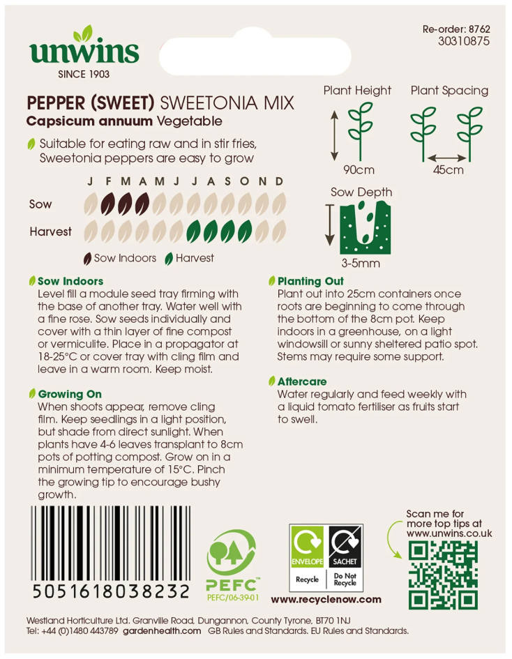Unwins Sweet Pepper Sweetonia Mix Seeds