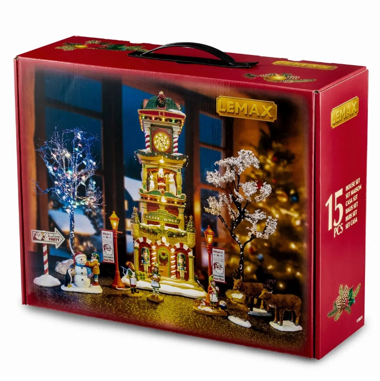Lemax The Village Square Clock Tower Set With Adaptor
