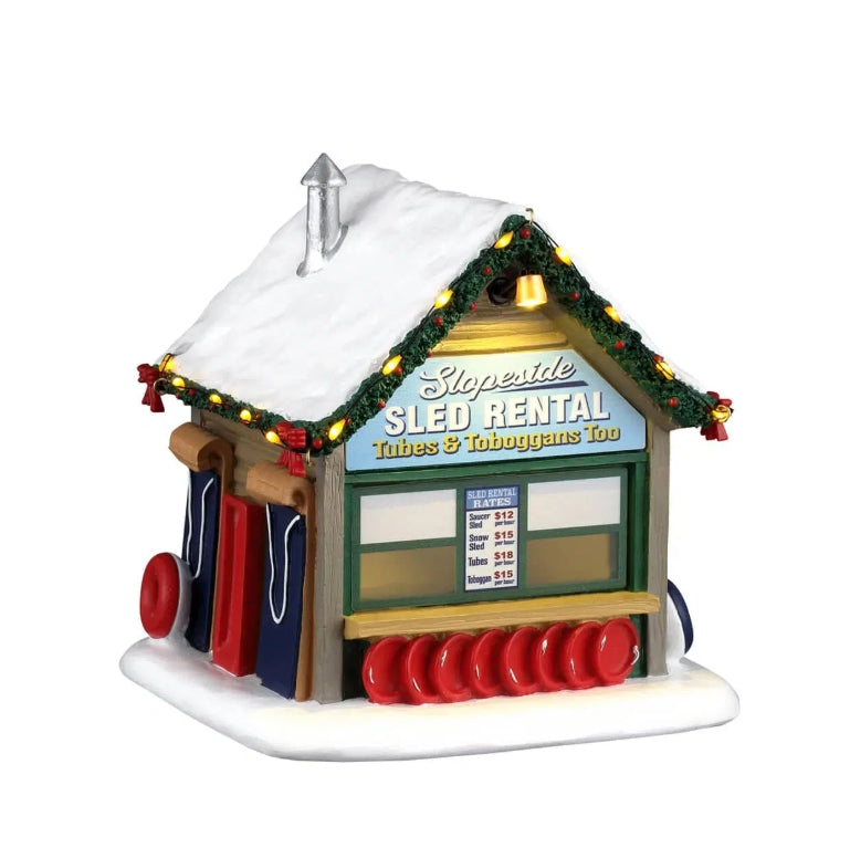 Lemax Slopeside Sled Rental AC Adaptable 64683