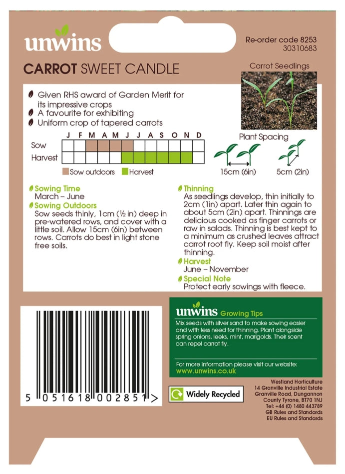 Unwins Carrot Sweet Candle Seeds