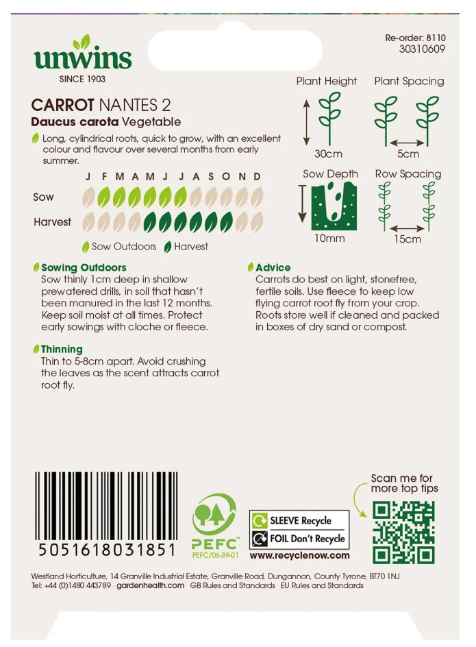Unwins Carrot Nantes 2 Seeds