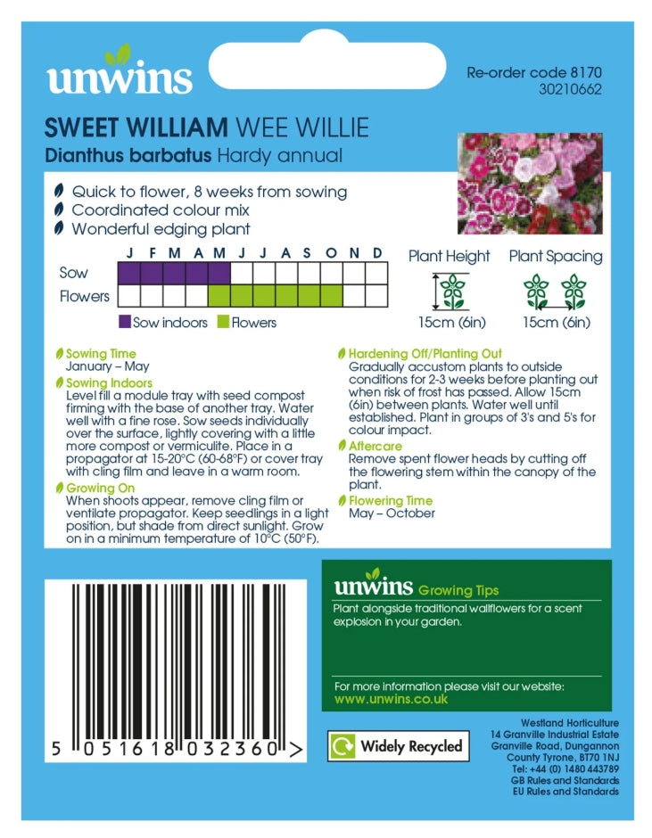 Unwins Sweet William Wee Willie Seeds