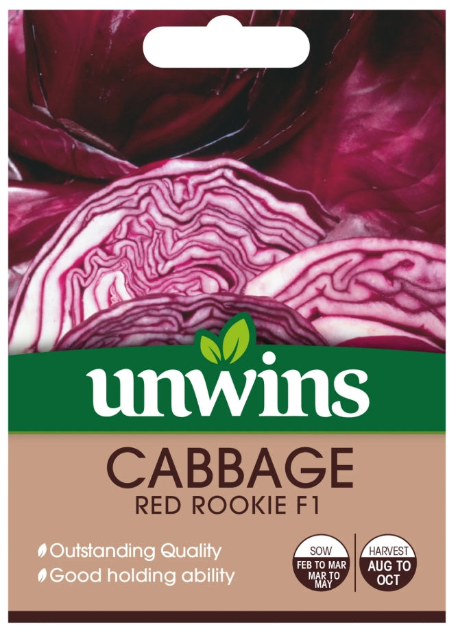 Unwins Round Cabbage Red Rookie F1 Seeds