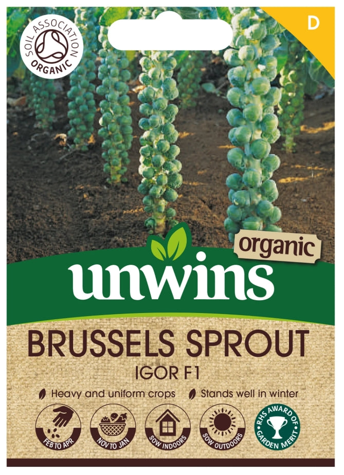 Unwins Organic Brussels Sprout Igor F1 Seeds