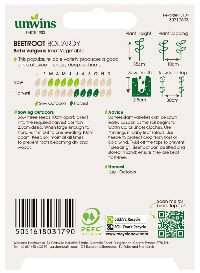 Unwins Beetroot Boltardy Seeds
