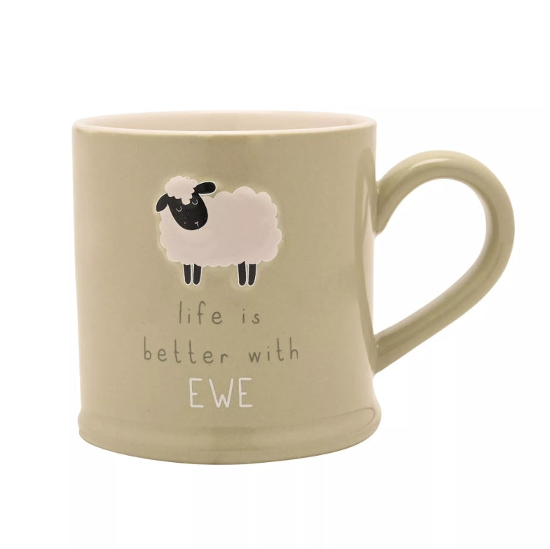 Celebrations Love Life Embossed Mug - It's Better With Ewe