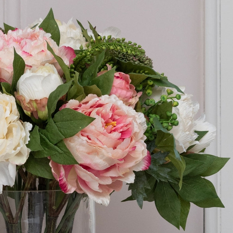 Floralsilk Deluxe Faux Peony In Round Vase