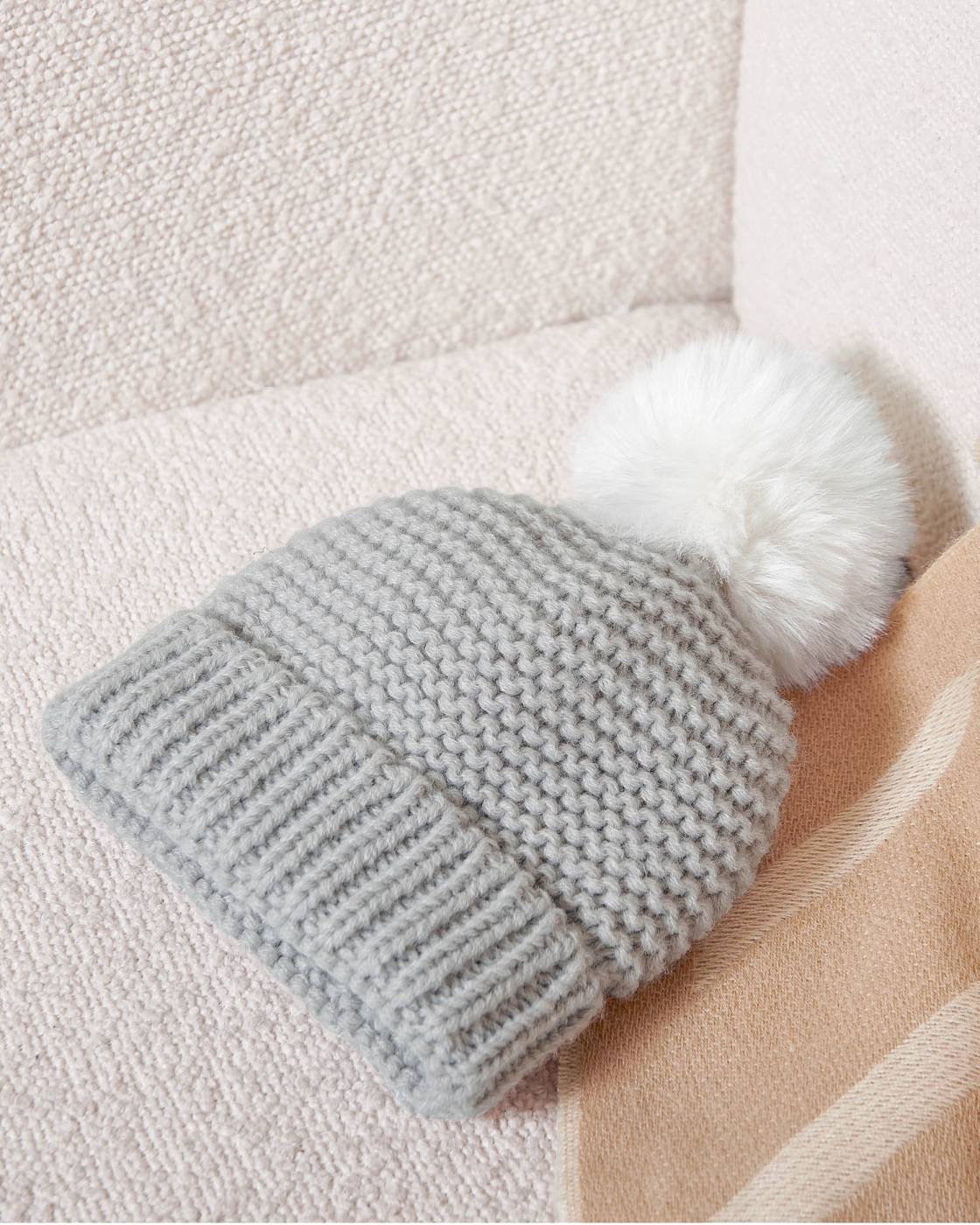 Katie Loxton Knitted Baby Hat Cool Grey