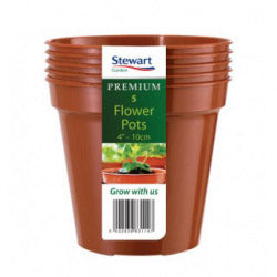 Stewart Plastics Flower Pots Pack of 5 Terracotta 5"