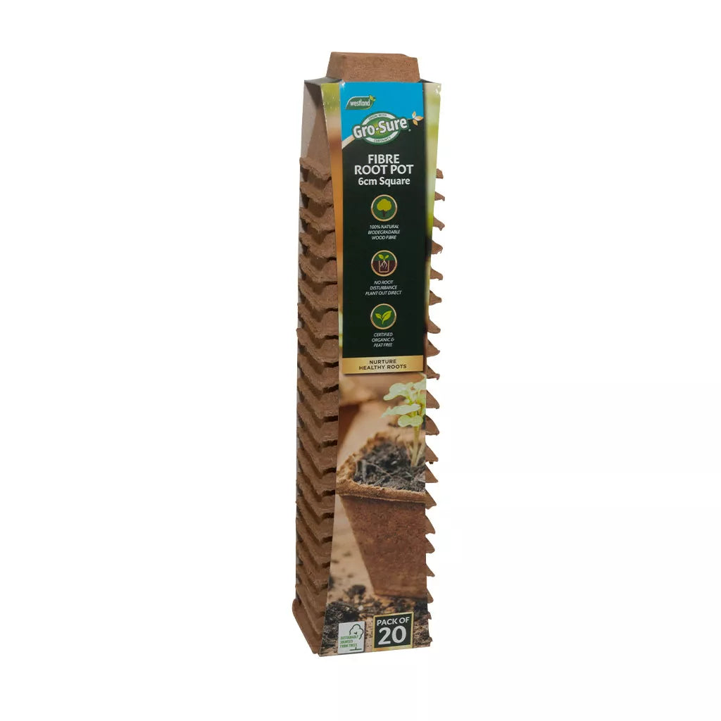 Gro-Sure Square Fibre Pots 6cm Singles Pack of - 20
