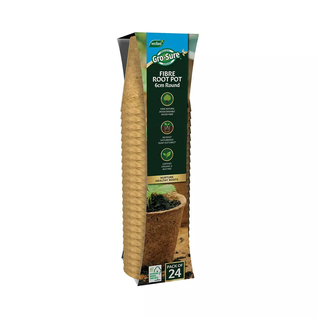 Gardman Grow It 6cm Round Fibre Pots 24 Pack