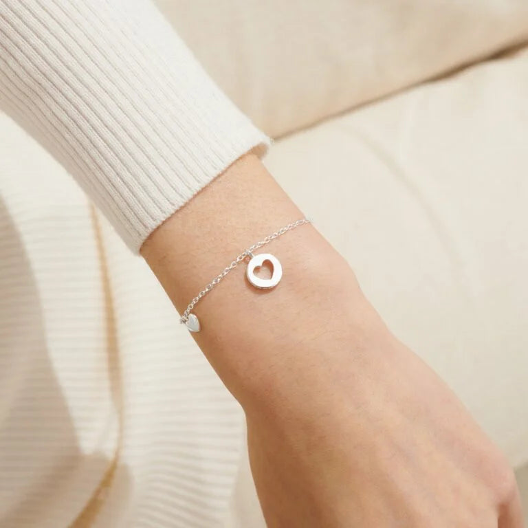 Joma Jewellery Style Stories Pave Edge Heart Silver Plated Bracelet