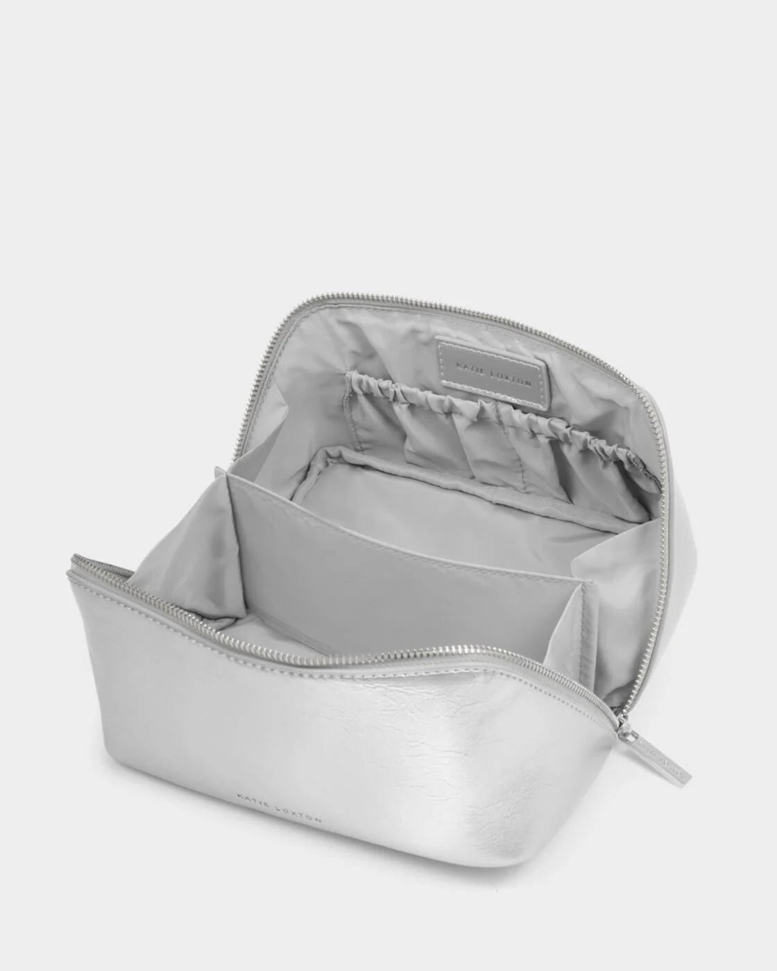 Katie Loxton Patent Crackle Medium Makeup & Wash Bag Silver